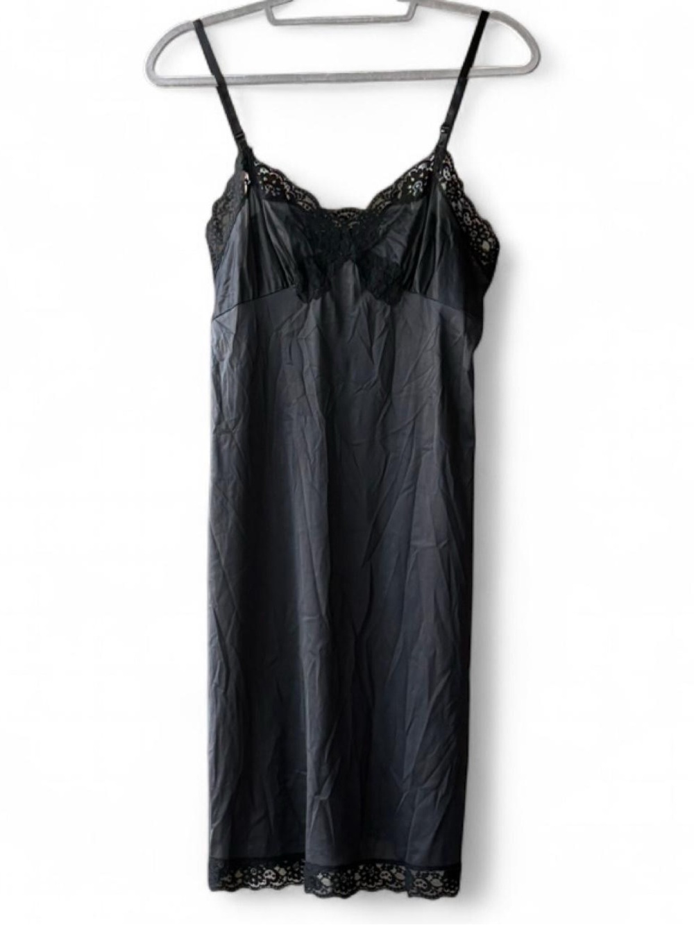 Vintage Vassarette Black Lacy Slip Dress Size 34F